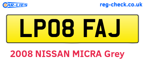 LP08FAJ are the vehicle registration plates.