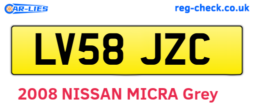 LV58JZC are the vehicle registration plates.