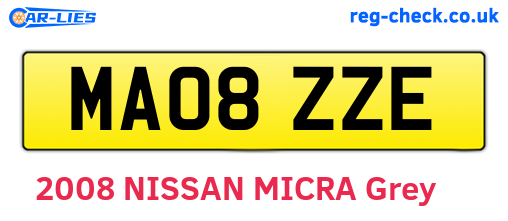 MA08ZZE are the vehicle registration plates.