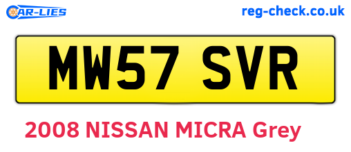 MW57SVR are the vehicle registration plates.