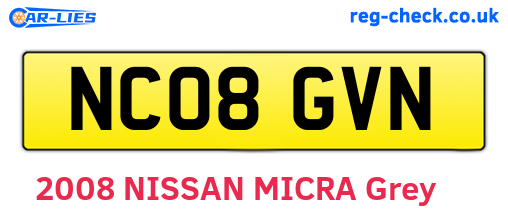 NC08GVN are the vehicle registration plates.