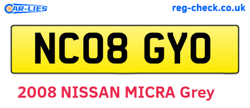 NC08GYO are the vehicle registration plates.