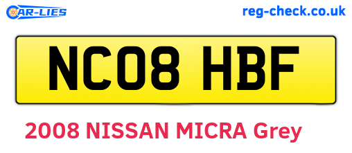 NC08HBF are the vehicle registration plates.