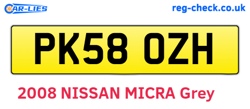 PK58OZH are the vehicle registration plates.