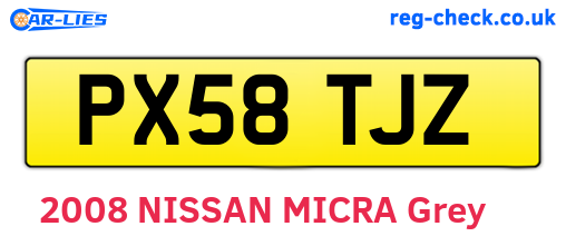 PX58TJZ are the vehicle registration plates.