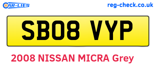 SB08VYP are the vehicle registration plates.