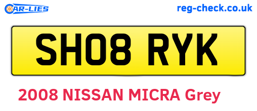 SH08RYK are the vehicle registration plates.