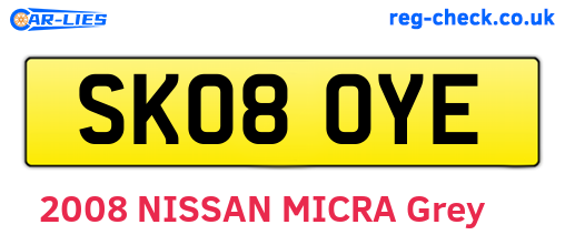 SK08OYE are the vehicle registration plates.