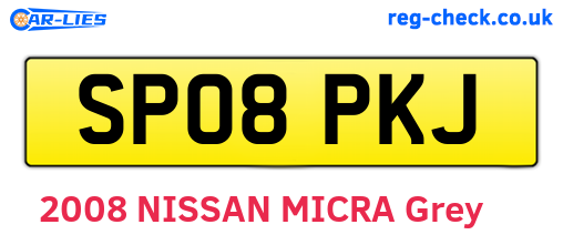 SP08PKJ are the vehicle registration plates.