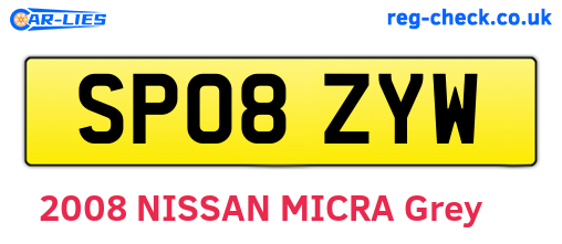 SP08ZYW are the vehicle registration plates.