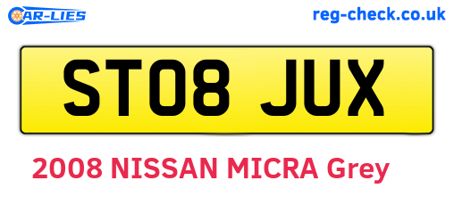 ST08JUX are the vehicle registration plates.
