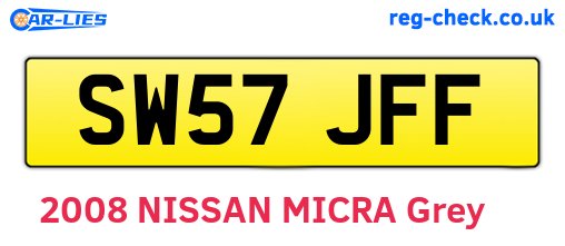 SW57JFF are the vehicle registration plates.