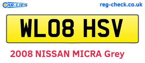 WL08HSV are the vehicle registration plates.
