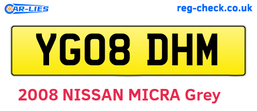 YG08DHM are the vehicle registration plates.