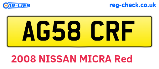 AG58CRF are the vehicle registration plates.