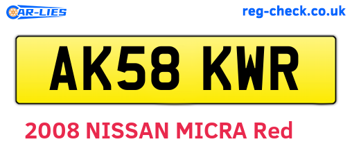 AK58KWR are the vehicle registration plates.