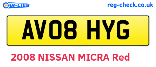 AV08HYG are the vehicle registration plates.