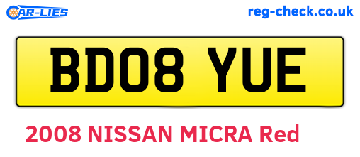 BD08YUE are the vehicle registration plates.