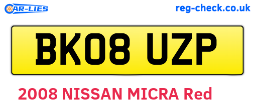 BK08UZP are the vehicle registration plates.