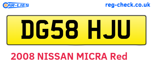 DG58HJU are the vehicle registration plates.