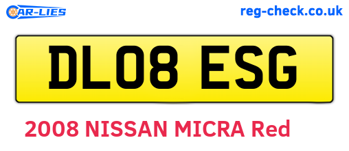 DL08ESG are the vehicle registration plates.