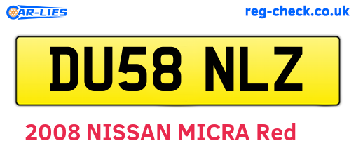 DU58NLZ are the vehicle registration plates.