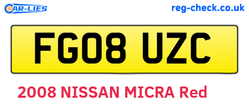 FG08UZC are the vehicle registration plates.