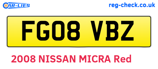FG08VBZ are the vehicle registration plates.