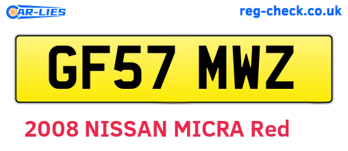 GF57MWZ are the vehicle registration plates.