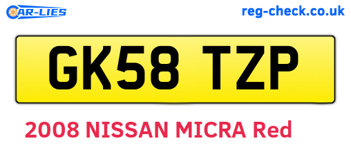GK58TZP are the vehicle registration plates.