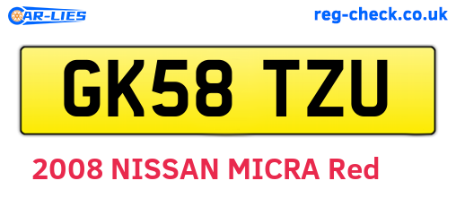 GK58TZU are the vehicle registration plates.