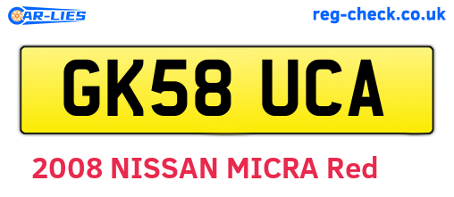 GK58UCA are the vehicle registration plates.