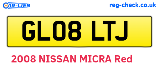 GL08LTJ are the vehicle registration plates.
