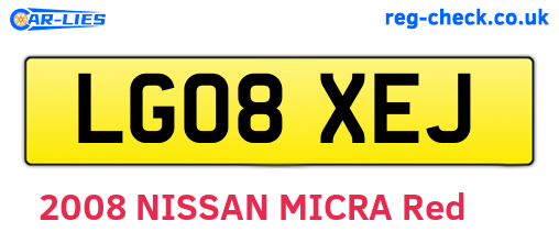 LG08XEJ are the vehicle registration plates.