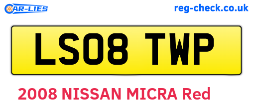 LS08TWP are the vehicle registration plates.
