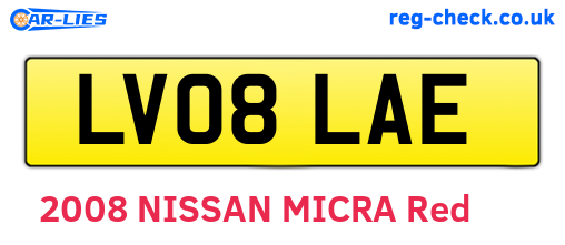 LV08LAE are the vehicle registration plates.