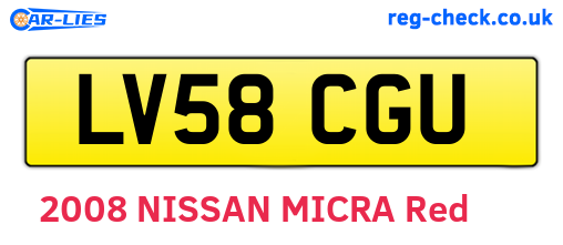 LV58CGU are the vehicle registration plates.