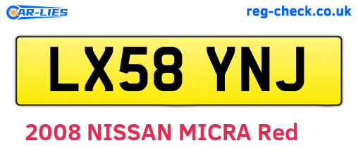 LX58YNJ are the vehicle registration plates.