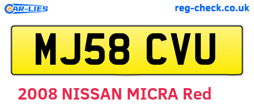 MJ58CVU are the vehicle registration plates.