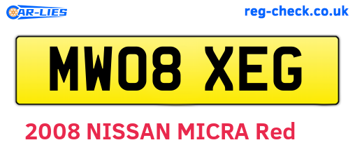 MW08XEG are the vehicle registration plates.