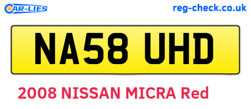 NA58UHD are the vehicle registration plates.