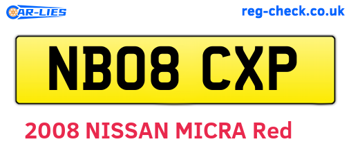 NB08CXP are the vehicle registration plates.