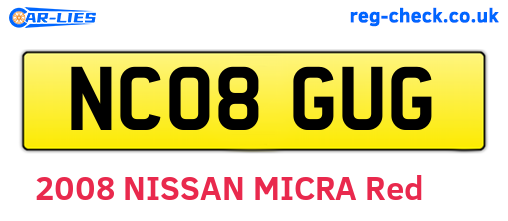 NC08GUG are the vehicle registration plates.