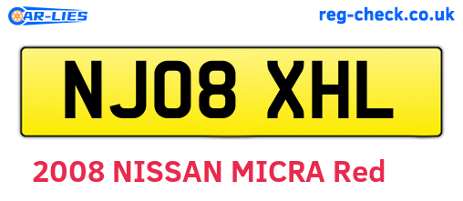 NJ08XHL are the vehicle registration plates.