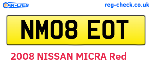 NM08EOT are the vehicle registration plates.