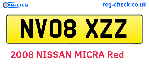 NV08XZZ are the vehicle registration plates.