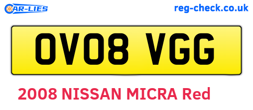 OV08VGG are the vehicle registration plates.
