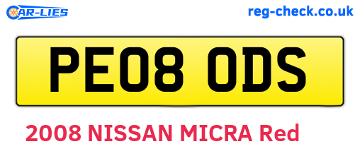 PE08ODS are the vehicle registration plates.