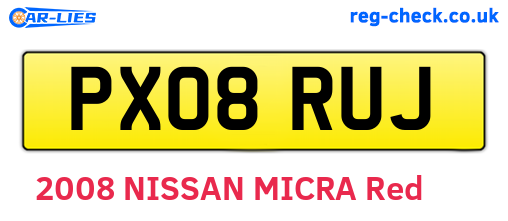 PX08RUJ are the vehicle registration plates.