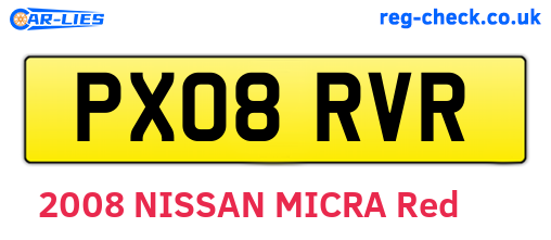 PX08RVR are the vehicle registration plates.